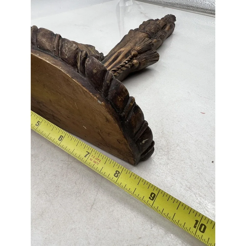 Design Toscano Wall Shelf Sconce Corbel Demi-Lune Resin Bow Tassel Gold Rococo
